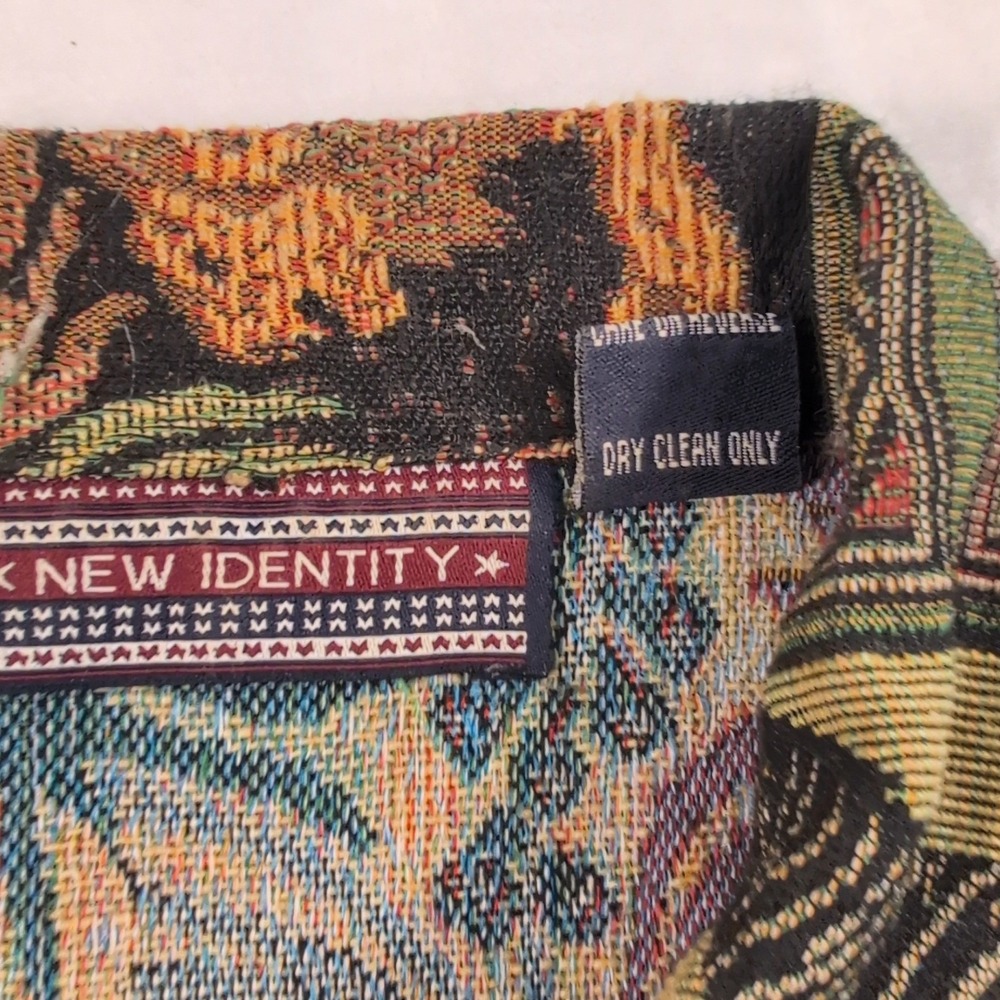 New Identity Vintage Tapestry Jacket Safari Lion Zebra Green Cotton Blend Medium - Picture 13 of 14